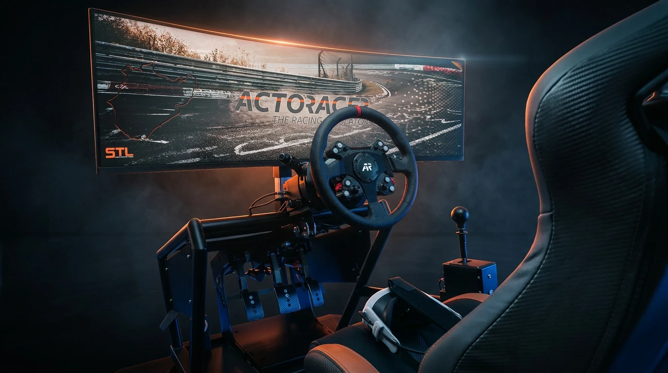 ACTORACER Fahrschul-Cockpit — Ultrawide-Screen mit Nürburgring