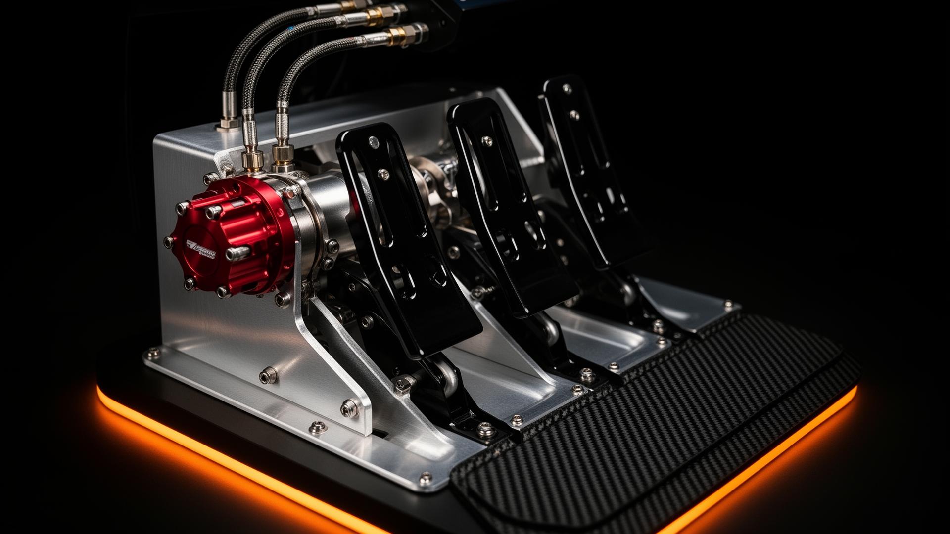 Hydraulische Pedalerie des ACTORACER mit Bremszylinder, Carbon-Floor und CNC-Aluminium
