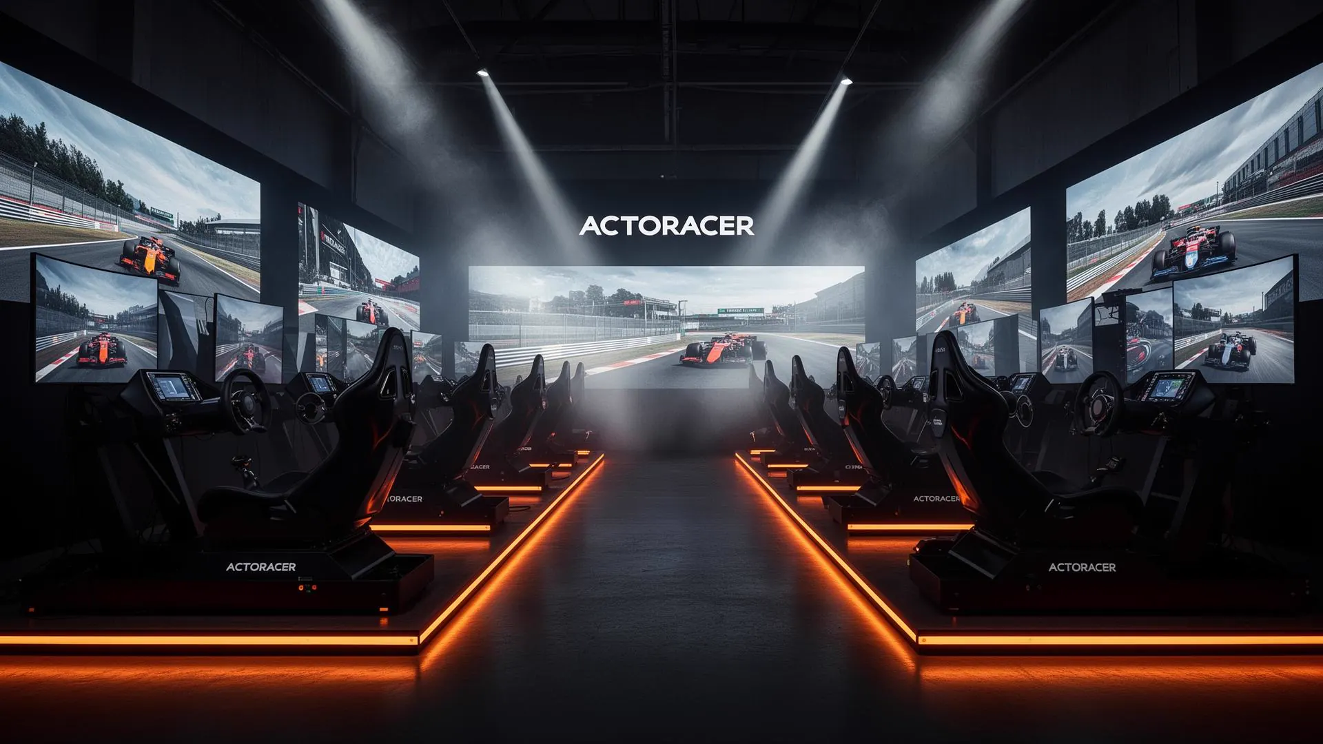 ACTORACER ULTIMATE — 3 × 43″ Monitore, Platform Mover, 7 STL Aktoren
